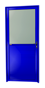 Porta Lambril de Alumínio Azul com Vidro Direita - 210x90