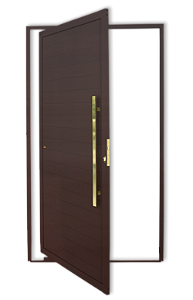 Porta Pivotante Marrom Lambril Com Puxador Gold Direita - 210x100