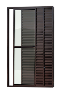 Porta Veneziana Balcao 03 Folhas Marrom Corten - 210x150