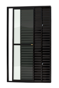 Porta Veneziana Balcao 03 Folhas Preto - 210x150