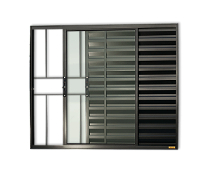 Janela Veneziana Confort 03 Folhas com Grade Preto - 100x120