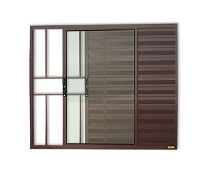 Janela Veneziana Confort 03 Folhas com Grade Marrom - 100x80