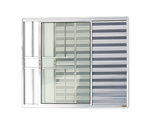 Janela Veneziana Confort 03 Folhas com Grade Brilhante - 80x80