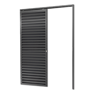 Porta De Correr Suspensa Veneziana Cinza Direita - 210X70
