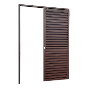 Porta De Correr Suspensa Veneziana Marrom Direita - 210X100