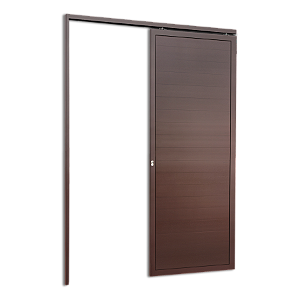 Porta de Correr Suspensa Lambril Marrom Corten Esquerda - 210X100