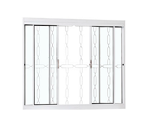 Janela de Aço 04 Folhas Com Grade Corrente Elo - 100x150