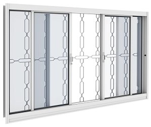 Janela com Grade Elo em Aço Galvanizado Branco - 100x120