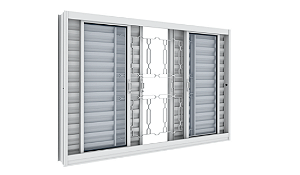 Janela Veneziana em Aço Galvanizado Branco com Grade ELO - 100x200