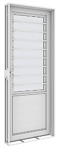 Porta Postigo com Grade de Aço Galvanizado Branca Direita - 215x85