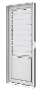 Porta Postigo com Grade de Aço Galvanizado Branca Esquerda - 215x85