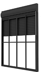 Porta com Veneziana Integrada em Alumínio Preto Premium - 225X200