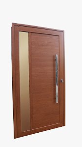 Porta Pivotante com Visor em Alumínio Gold Madeiro - com Puxador