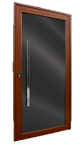 Porta Pivotante em Alumínio Gold com Vidro Laminado - Madeiro