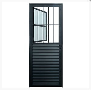 Porta de alumínio Social Grade Preto Esquerda - 210x90