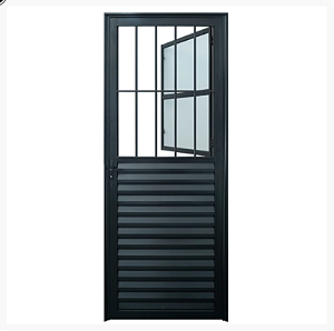 Porta de alumínio Social Grade Preto Direita - 210x90