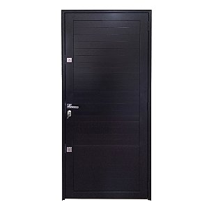 Porta de Alumínio Preto Lambril com Fechaduras Tetra Esquerda - 210x80