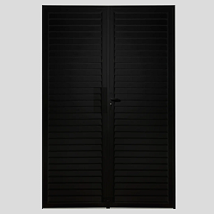 Porta de Abrir 2 Folhas Veneziana Alumínio Preto - 210x120