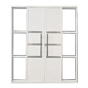Porta Lambril de Correr 4 Folhas em Alumínio Branco - 210x200