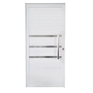 Porta Lambril de Alumínio com Friso Branco Esquerda - 210x80