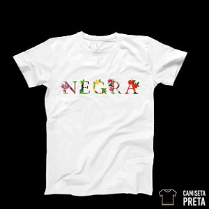 Camiseta Negra Floral • Branca