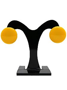 Brinco Botão Acrílico - Amarelo