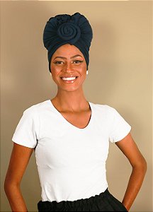 Turbante Flor - Cor Azul Marinho