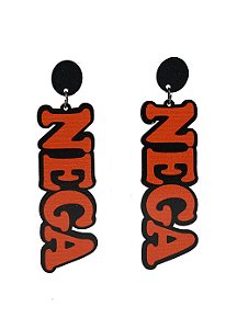 Brincos MDF NEGA - Cor Laranja