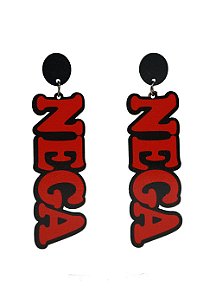 Brincos MDF NEGA- Cor Vermelho