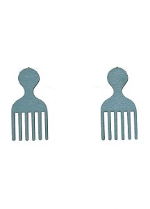 Brincos MDF Pente Garfo Pequeno -  Cor Azul Tiffany