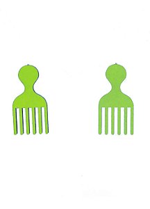 Brincos MDF Pente Garfo Pequeno -  Cor Verde Neon