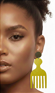 Brincos MDF Pente Garfo - Amarelo