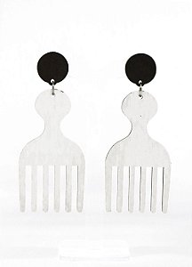 Brincos MDF Pente Garfo - Cor Branco