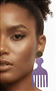 Brincos MDF Pente Garfo - Cor Lilas