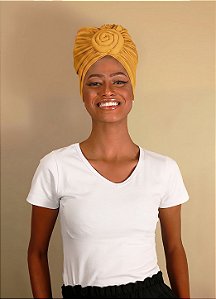 Turbante Flor - Cor Mostarda