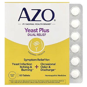 Azo Yeast Plus Fórmula Multi Alívio Rápido Candidíase 60 comprimidos