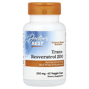 Doctor's Best, Trans-Resveratrol 200 com Resvinol, 200 mg | 60 Cápsulas