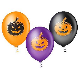 Balão de Festa Tema Abóbora Halloween 25 Unidades