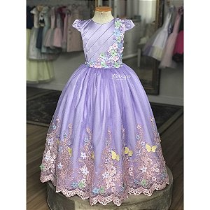 Vestido Infantil Princesa Rapunzel  Floresça Ateliê - Floresça Ateliê  Infantil