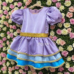 FANTASIA VESTIDO LONGO ROXO LILAS TULE PRINCESINHA SOFIA LUX