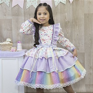 Vestido Infantil Princesa Cinderela Desenho Brilho