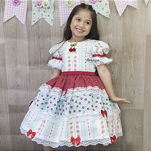 Vestido Infantil Festa Junina Cereja