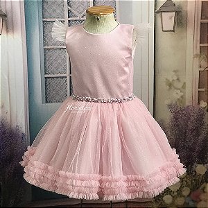 Vestido Princesa Jardim Encantado Rosa Bebê - Fabuloso Ateliê