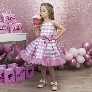 Vestido Infantil Barbie Rosa Chiclete - Mãe Club Roupas e Acessórios