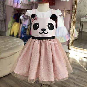 Vestido Infantil Panda Brilho