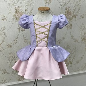 Vestido Infantil Rapunzel Curto
