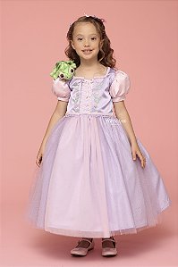 Vestido Infantil Princesa Rapunzel Flores