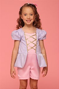 Macacão Infantil Princesa Rapunzel Brilho