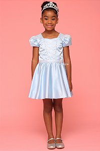 Vestido Infantil Princesa Cinderela Godê
