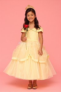 Vestido Infantil Princesa Bela Desenho Brilho